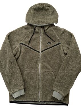 Nike Jacket Mens Size M Tech Sherpa Icon Windrunner Full-Zip Hooded Green